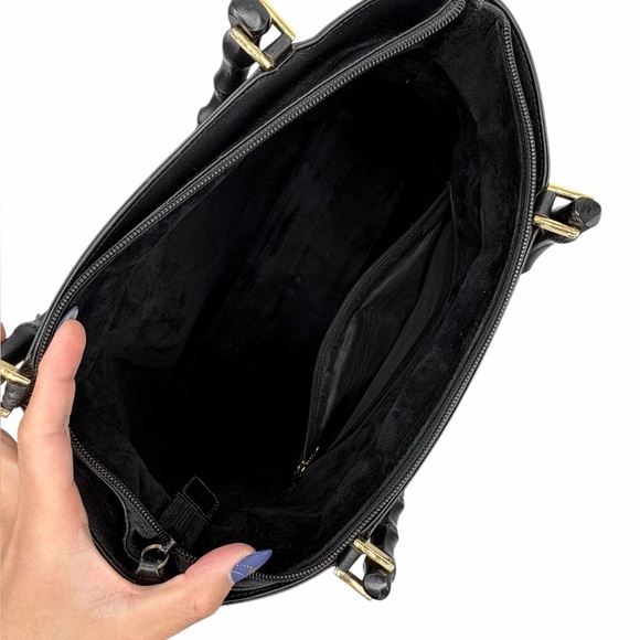 Gucci Vintage Bamboo Top Handle Black Leather Bag w/ unbranded Strap + COA - Picture 9 of 16